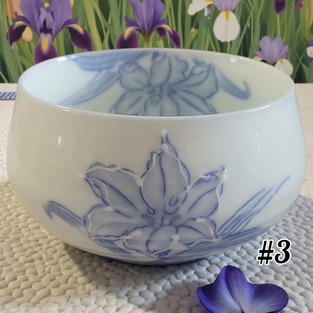 NWT Vtg Pier 1 Arita Ware Sometsuke Porcelain Teacup Japanese Blue Orchid Iris